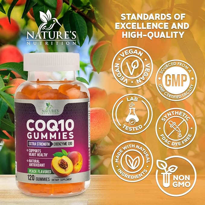 CoQ10 Gummies 100mg Per Serving - 3X Strength, High Absorption, Antioxidant Supplement for Heart Health Support & Energy Production, Ultra Coenzyme Q10 Vitamins, Coq 10 Supplements - 120 Gummies