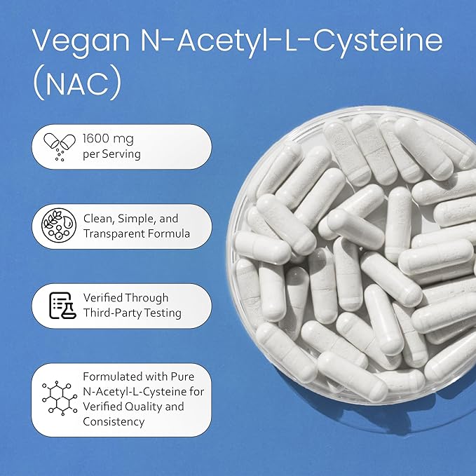 NaturaLife Labs N-Acetyl-L-Cysteine (NAC) 1600 mg – 100 Capsules, Non-GMO & Gluten-Free (2 Pack) (2)