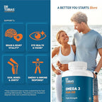 Dr. Tobias Omega 3 Fish Oil 2000mg Triple Strength with 800mg EPA 600mg DHA Per Serving | Fish Oil Omega 3 Supplements for Heart Brain & Immune Support - 60 Softgels (30 Servings)