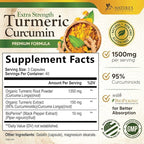 Turmeric Curcumin Supplement 1500mg - Organic Tumeric & BioPerine Black Pepper for Best Absorption with 95% Curcuminoids, Nature's Joint & Immune Support, Non-GMO, Bottled in USA - 120 Capsules