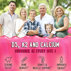 OH MY CHEWY Center-Filled Vitamin D3 K2 & Calcium Gummies - Supplement for Healthy Teeth, Bone & Energy - 5000 IU D3, 120 mcg K2(MK-7), 120 mg CA - Vegan & Non-GMO - 120 Count