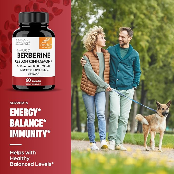 Blood Sugar Support Complex Supplement | Supports Healthy Blood Sugar Levels Already Within Normal Range | With Berberine, Cinnamon, Chromium, Turmeric, Apple Cider Vinegar, Bitter Melon | 60 Capsules