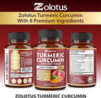 8 in 1 Turmeric Curcumin + Apple Cider Vinegar Capsules, 3 Month Supply with Ashwagandha, Ginger, Garlic Bulb, 95% Standardized Curcuminoids, Joint & Absorption Support
