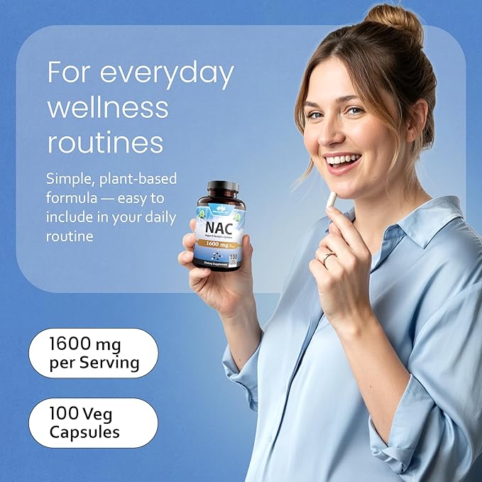NaturaLife Labs N-Acetyl-L-Cysteine (NAC) 1600 mg – 100 Capsules, Non-GMO & Gluten-Free (2 Pack) (2)