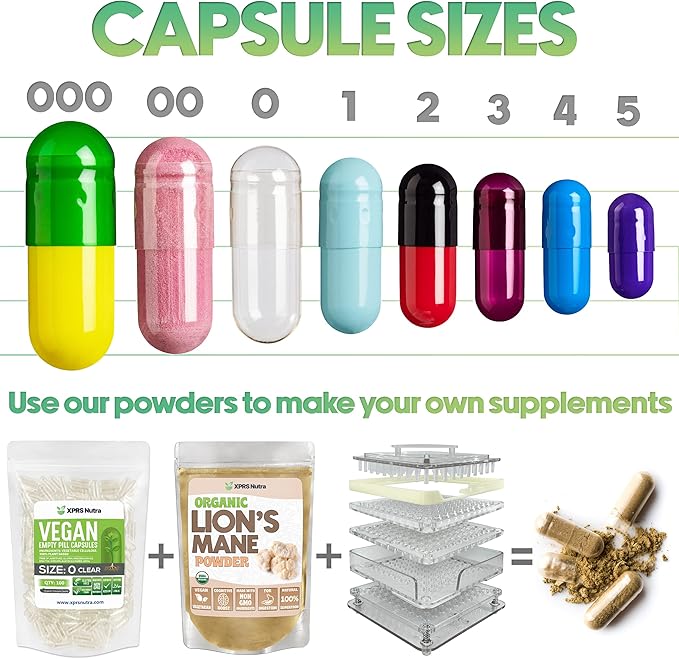 XPRS Nutra Vegan Size 000 Separated Capsules- 1000 Count Premium Empty Caps Separated in Bags - Clear Empty Capsules - 000 Pills for DIY Supplement Filling