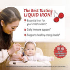 Legendairy Milk Organic Liquid Iron Supplements for Kids, Baby Vitamins, Sugar Free Liquid Iron for Kids - for Ages 4 Months to 3 Years - Cherry Flavor, 60 Servings