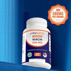 Vitamatic Niacin (Vitamin B3) 500mg,240 Tablets - Non-GMO & Gluten Free