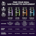 Saw Palmetto PM for Men with Melatonin 3mg - Night Time Prostate Health Supplement for Bladder and Sleep Support - Reduce Urinary Frequency - 100 Count - Vegan, Non-GMO Capsules - Over 3 Month Supply