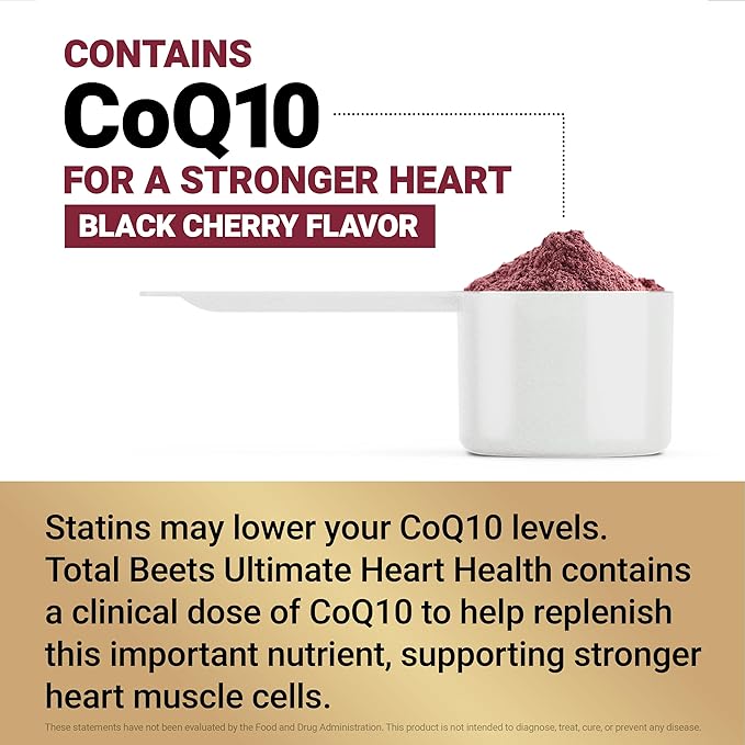 Force Factor Total Beets Ultimate Heart Health Blood Pressure Support with CoQ10, Beet Root Powder, Grape Seed Extract, Blood Pressure Supplement for Circulation, Black Cherry, 30 Servings