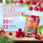 Magnesium Glycinate Gummies, Sugar Free Magnesium Supplement w/Ashwagandha, Zinc, Vegan Magnesium Glycinate Supplement for Adults - 120 Cherry Gummies