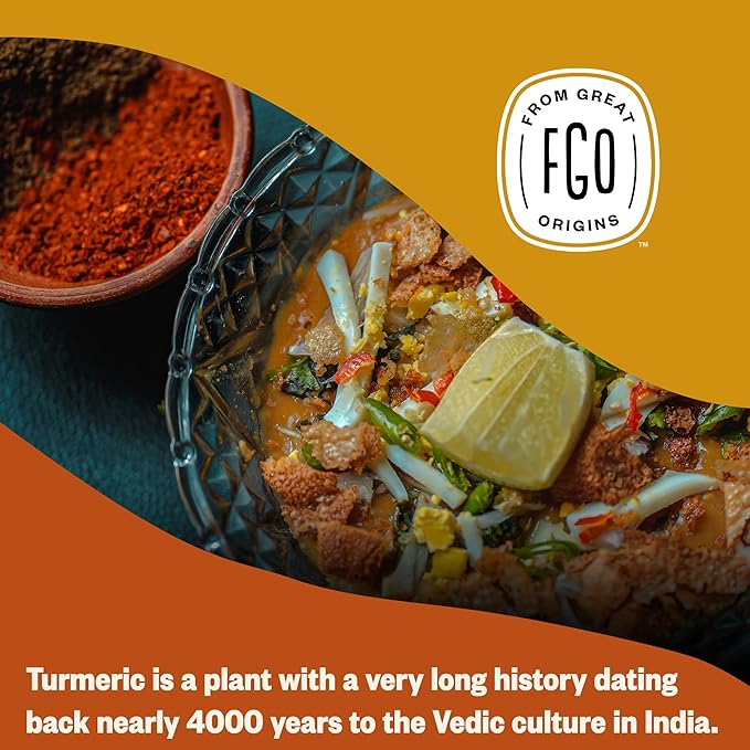 FGO Organic Turmeric Powder w/Curcumin, 1 Pound / 16oz Bulk Resealable Pouch, USDA Organic and Non-GMO, Sourced from India, Packaging May Vary (Pack of 1)