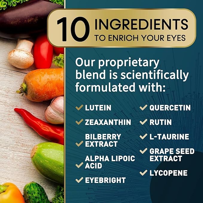 Eye Vitamins Supplements - 3x Strength Eye Health Vitamin with Lutein and Zeaxanthin - Vision Macular Health & Dry Eyes Support With Zinc, Vitamins C E & Minerals, Bottled in USA - 120 Capsules