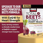 Force Factor Total Beets Gummies, Blood Pressure Support, Liposomal Beet Powder for Superior Absorption, Grape Seed for Nitric Oxide, Circulation & Heart Health, Sugar Free, Mixed Berry, 60 Gummies