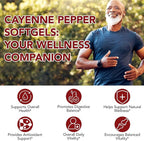 Cayenne Pepper Capsules, Cayenne Pepper Capsaicin Supplements Support Leg Vein, Heart Health and Blood Circulation, with Vitamin E D3 K2 and Extracts of Grape Seed, Beetroot and Turmeric, 2 Pack