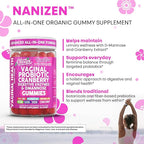 Clean Nutra Vaginal Probiotic Gummies for Women Cranberry Digestive Enzymes D Mannose Womens Probiotic Dmannose Horsetail Bromelain Chicory Fiber Feminine Care Prebiotics Inulin Papaya Enzyme Gummy