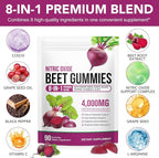 Beet Root Gummies,90 Heart Health Chews for Blood Pressure Support Supplements,Red Beets Supplements with Beetroot, Grape Seed, Coq10,B Vitamins,90 Beet Chews