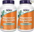 NOW Foods Supplements,Magnesium Bisglycinate Powder,Enzyme Function*,Nervous System Support*,8-Ounce,(Pack of 2)