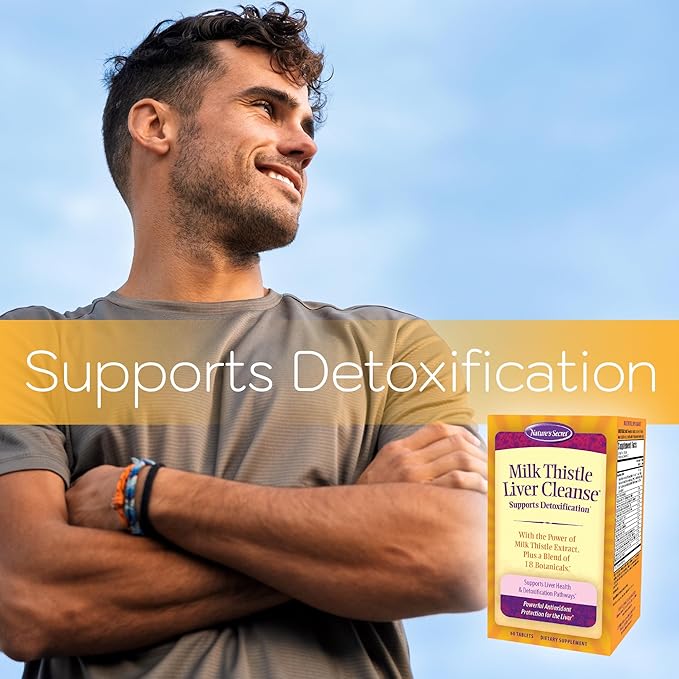 Nature's Secret Milk Thistle Liver Cleanse - 60 Tablets - Supports Healthy Liver Function & Detoxification - 18 Botanical Blend Turmeric, Dandelion, Beet, & Artichoke - Natural Powerful Antioxidant
