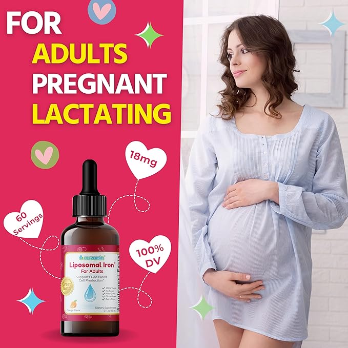 Nuvamin – Liquid Iron Drops for Women, Men, Adults, Pregnant, & Lactating. 2Fl.Oz,18mg of Elemental Iron, 60 Daily Servings. All Natural - High Absorption - No Metallic Aftertaste, Orange Flavor