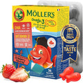 MÖLLER'S Omega 3 Capsules, Natural Fish Oil Omega3 for Kids with DHA and EPA, No Gluten, Lactose or Added Sugar & Easy to Chew, Strawberry Flavor, 36 Capsules