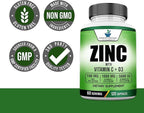 American Standard Supplements Zinc 100mg, Vitamin C 1000mg, and Vitamin D3 5000 IU (125mcg) Per Serving - Gluten Free, Non-GMO, 120 Capsules, 60 Servings