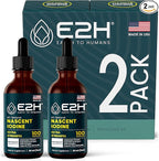 E2H Vegan Liquid Iodine - Thyroid Support and Cognitive Function - Boost Your Metabolism and Energy Levels - Vegan - Non-GMO (2 Bottles)
