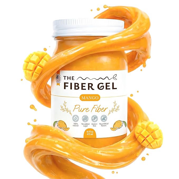 The Fiber Gel High Dietary Fiber Prebiotic Gel Formula — 100% Natural & Clean Label — Plant-Based Psyllium Husk & Inulin Complex — Keto Friendly, Vegan, No Added Sugar — Mango, 16 oz