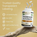 NaturaLife Labs Magnesium Glycinate - 450 mg per Serving – 120 Vegan Capsules - Non-GMO, Gluten-Free, Vegan