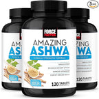 Force Factor Amazing Ashwa, KSM-66 Ashwagandha Supplement for Stress Relief, Focus, Memory, Immune Support, With Vitamins, Minerals & Antioxidants, Cortisol Supplements for Women, 360 Tablets (3-Pack)