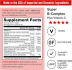 NatureWise Super Vitamin B Complex for Women and Men - with Vitamin C, Folic Acid Biotin B1 B2 B3 B6 B12 - Support Cellular Energy & Mental Clarity - Vegan, Gluten & Dairy Free, Non-GMO - 60 Tablets
