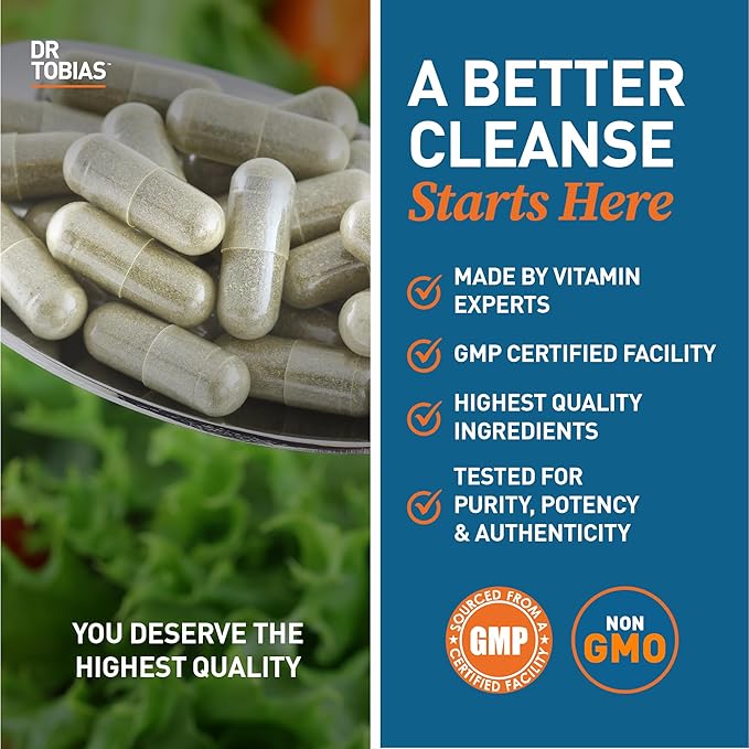 Dr. Tobias Colon Cleanse - Constipation Relief & Gut Health Support for Women & Men | 14 Day Colon Cleanser for a Gentle Colon Detox & Gut Flush 24 Capsules (1–2 Daily)