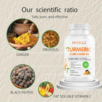 NIVELLE Turmeric Curcumin | Pure Turmeric Curcumin Supplement 1000mg | 95% Curcuminoids with Bee Propolis, Ginger, MCT Oil, Fat Soluble Vitamin C, & Black Pepper | 120 Capsules (1)