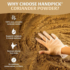 HANDPICK Coriander Powder (14oz) 100% Natural Ground Coriander | Premium Quality and High Value | Non-GMO, Gluten Free, Sourced from India | No Adulterations | Packed in Resealable Ziplock Pouch