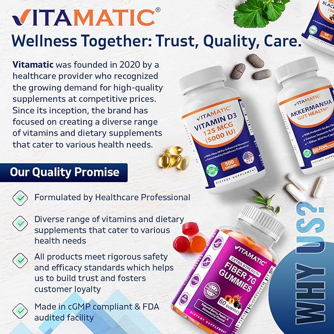 Vitamatic Chelated Iron 36 mg (from Ferrochel® Ferrous Bisglycinate Chelate) – Non-Constipating - 120 Veg Capsules - Non GMO, Gluten Free, Made in USA