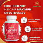 D-Mannose with Cranberry, Dandelion & Hibiscus – 1350mg – Urinary Tract & Liver Support – 60 Veggie Capsules
