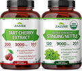 Zazzee Herbal Uric Acid Cleanse Bundle | USDA Organic 20:1 Stinging Nettle Extract Capsules Plus Super Concentrated 10:1 Tart Cherry Extract Capsules | Non-GMO Vegan & ISO Lab Tested