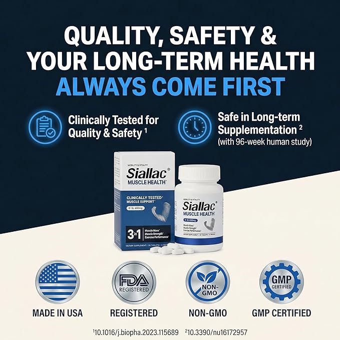Muscle Health - Enhance Muscle Mass & Strength, Fast Workout Recovery, Reduce Fatigue & Boost Exercise Performance, 6-Sialyllactose (6-SL), 900mg, 90 Tablets (4-Pack | Best Value)