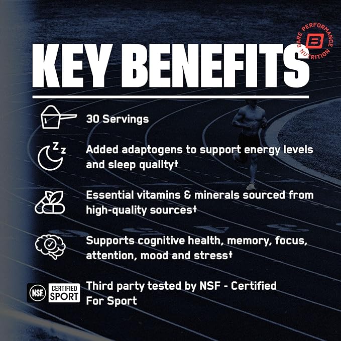 BARE PERFORMANCE NUTRITION, BPN Strong Multi-Vitamin, Foundational Health, Improved Mood and Sleep, Adaptogens, Improved Cognitive Health