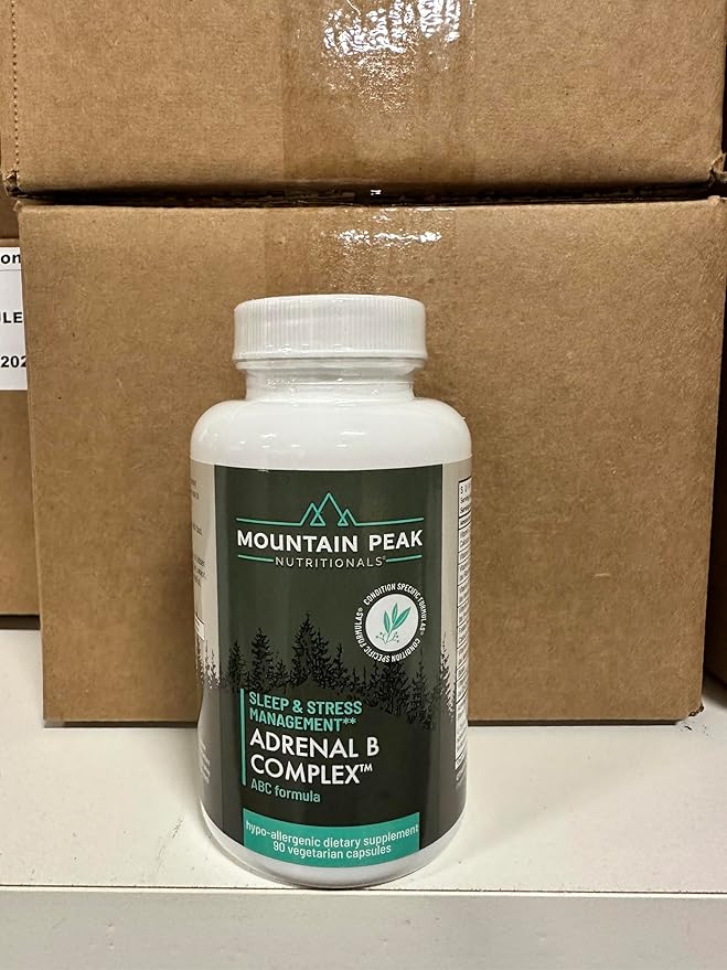 Mountain Peak Adrenal B Complex - Cortisol Support w/Ashwagandha, Vitamin B6, B12 & C - Helps Support Stress Levels - Encodcrine & Nervous System Support Supplement (90 Vegetarian Capsules)