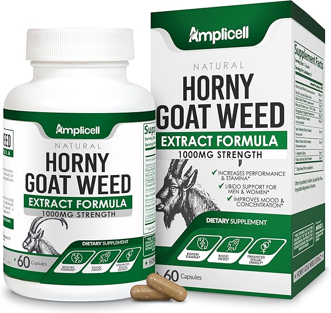 Horny Goat Weed Complex Supplement with Maca Root, Tongkat Ali, L-Arginine & Panax Ginseng – Energy, Stamina, Circulation & Vitality Support for Men & Women – Herbal Adaptogen Blend – 60 Capsules