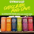 GYM WEED Athletic Focus Drink with KSM-66 Ashwagandha, Lion's Mane Mushroom, L-Theanine, 200mg Green Tea Caffeine with Natural Sweeteners Variety Pack of flavors, 12 Pack