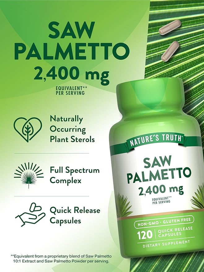 Nature's Truth Saw Palmetto Extract | 120 Capsules | Non-GMO & Gluten Free Supplement