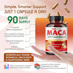 Vital Herbal Maca Root Complex with Ashwagandha, Tongkat Ali, Tribulus, Horny Goat Weed & Panax Ginseng – Herbal Support for Energy & Performance – 90-Day Supply
