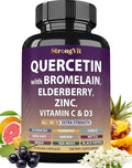 Quercetin with Bromelain, Elderberry, Vitamin C, D3 and Zinc. Super Immune Support Supplement. Organic Complex for Men & Women, Non-GMO, Gluten-Free, Vegan, USA