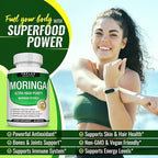Toplux Moringa Capsules 1200mg – Pure Moringa Powder High Potency Leaf Extract Green Superfood Rich in Antioxidant, for Energy & Immune Support, Vegan Non-GMO 90 Capsules
