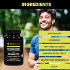 Nicotinamide Non-Flushing Vitamin B3 and D3 Supplement | Vegetarian and Gluten-Free Oral Nicotinamide Supplement with Vegetable Cellulose Casings | Promotes Healthy Skin | 60 Capsules | 500mg
