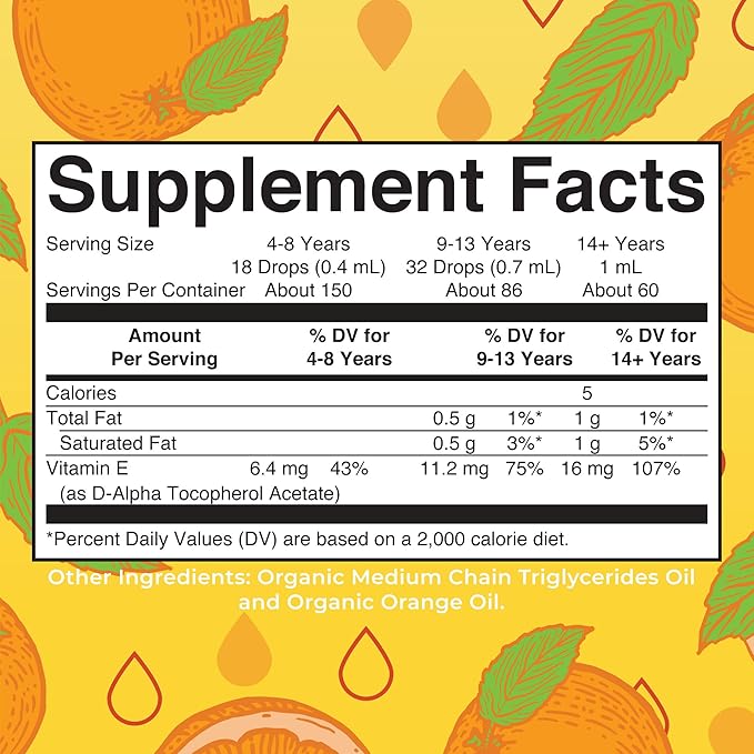 MaryRuth Organics USDA Vitamin E Liquid Drops 2 Month Supply | Bone and Joint Health | Cognitive Health for Adults and Kids | Sugar Free, Vegan, Non-GMO, Gluten Free | 2 Ounces