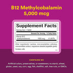 Natural Factors Methylcobalamin 1,000 mcg - Vitamin B12 Supplement in Metabolically Active Form - Supplement Supports Cll Formation & Energy Production - 180 Chewable Tablets (180 Servings)