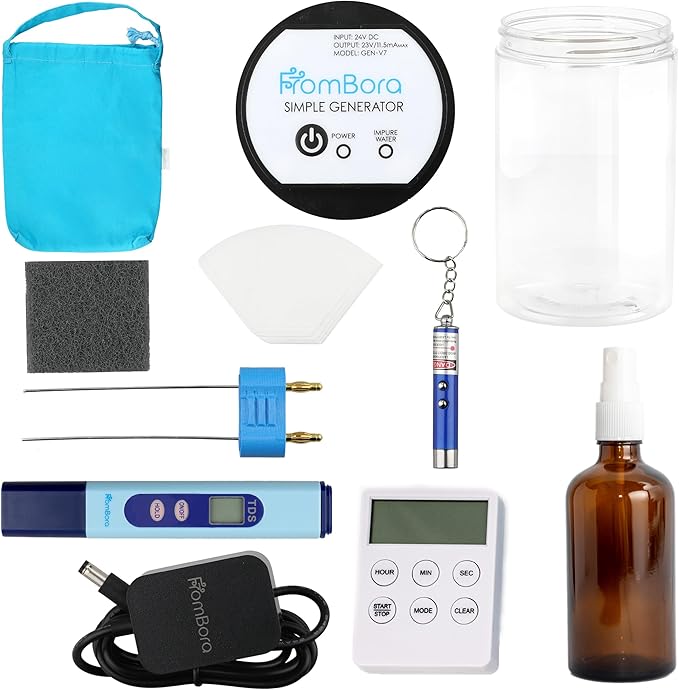 Colloidal Silver Generator Kit Max – 99.99% Pure Silver Wire, TDS Meter, Laser, Jar, Amber Bottle & Travel Bag – Constant Current Machine for True Nano Particles at Home