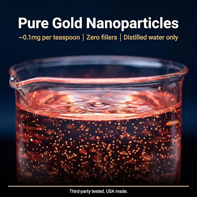 Activated Gold - 4oz, 24k Pure Colloidal Gold Supplement, Nano Gold Particles, Cognitive Support, Focus & Clarity